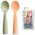 Miniware Silicone Baby Spoon for Training - BPA Free Baby Utensils - Baby Spoons Self Feeding 6 Months | 100% Food Grade Silicone - Modern & Dishwasher Safe | Dishwasher Safe (Pistachio & Toffee)