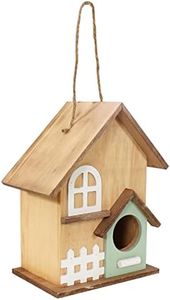 Sunnydaze Country Cottage 9.25-Inch Wooden Hanging Outdoor Bird House - 2-Inch Diameter Circular Opening