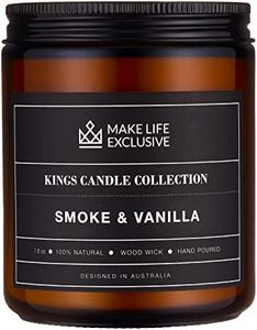 Scented Candles for Men | Tobacco Vanilla Candle | Wood Wick, Long Lasting, Masculine Scents | Natural Soy Jar Candle for Home, Mancave & Bachelor Pad Decor | Vanilla Tobacco Candles