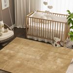 JINCHAN Soft Shaggy Area Rug 5x7 Washable Fluffy Rug Faux Fur Accent Mat Indoor Floor Cover Modern Plush Rug for Living Room Bedroom Kitchen Kids Room Non Slip Carpet Comfy Nursery Decor Beige