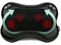 Zyllion Shiatsu Back and Neck Massager - 3D Kneading Deep Tissue Massage Pillow with Heat, Change Rotation, 2 Speed Levels and AC Adapter (Wired) for Muscle Pain Relief - Black (ZMA-34-BK)