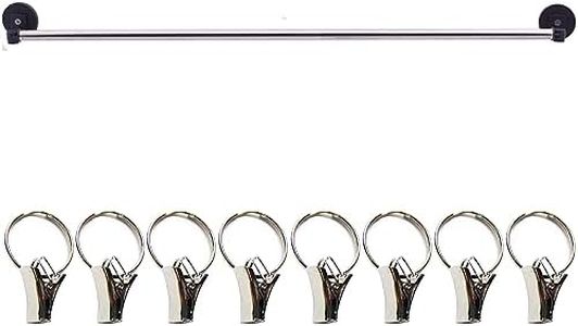 YYST Type A 39" Magnetic Curtain Rod for Metal Door,Magnetic Window Café Curtain Rod, French Door Curtain Rods Magnetic Sash Rod W 8 Clips (Black-1)