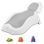 Baby Bath Support 0-6 Months Baby Bath Seat Newborn Bath Seat with 3 Bath Toys and Soft Touch Snap-On Head Support,Foldable Adjustable Recline 2 Postion Easy Bath,Nonslip Baby Bath Insert Chair