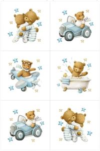 UNIQUE Baby Bear Fabric Panel Set (6 Panels, 12x12in Each), Quilting Panels, Baby Quilt Panels, Cotton Baby Panels, Blanket Panel, Cotton Fabric Panels for Quilting