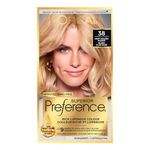 L’Oréal Paris Superior Preference 9 weeks of Luminous Fade-Defying Permanent Hair Dye, 38 Light Golden Blonde, 100% Grey Coverage, 1 Hair Dye Kit (Packaging May Vary)