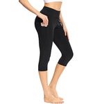 adorence Capri Leggings for Women (3/4 Pants, High Waist, Booty Lifting), Women Capri Pants with Pockets-Black,L