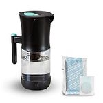 Phox Glass Alkaline 9 Cup Water Filter Pitcher, Increases pH, Adds Magnesium and Alkalinity, Filtered Mineral Rich Water, Refillable Eco Cartridge, BPA Free
