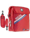 PracMedic Bags Medicine Bag- First Aid Bags Empty- Epipen Carry Case- Travel Medicine Bag for Insulin, Pill Bottle, Diabetic Supply, Asthma Spacer, Auvi Q, Allergy and First Aid Supplies (T-MEDS Red)