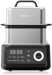 Kawu 14.05 Quart Electric Food Steamer, 1400W 2-Tier Digital Vegetable Steamer for Cooking, Stainless Steel Steam Pot with 24H Timer, Keep Warm, Auto Shut-Off for Seafood, Grains