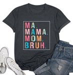 VILOVE Mama Shirt Mama Mommy Mom Bruh Shirt for Women Graphic Short Sleeve Crewneck T-Shirt Ideal Gift for Mother's Day Grey