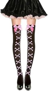 AWOCAN Halloween Stockings Thigh Knee High Socks with bow Halloween Over Knee Socks for Women Girl Lady, A, 2.5