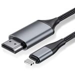 [4M long version]HDMI Cable for iPhone,HDMI Converter Cable, Phone/Pad/Pod to TV, HDMI Connection Cable, OS 11, 12, 13, 14, YouTube TV Output, High Definition HD1080P grey