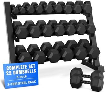 JELENS Dumbbell Set with Rack, Rubber Hex Dumbbells, 280/380/450/550/660LB, Fixed Weight Set with Chrome Handle for Strength Training(660LBS with Rack)