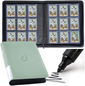 Toploader Binder, Holds 288 Top Loaders - 9-Pocket Top Loader Binder for 3" x 4" Rigid Card Holders for Trading Cards or Sports Cards, Model A - Asakusa Green