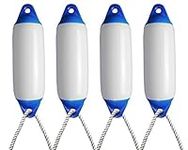 Majoni 4 X WHITE BLUE QUALITY BOAT FENDERS 45CM 18" SIZE 1 - FREE ROPE INFLATED