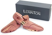 Luxinton Cedar Shoe Tree Boot Keeper for Men Luka Adjustable Shoetree Twin Tube Wood Shoe Shape, Yellow, EU 42 - 43 / Medium / 9 - 10.5 US