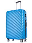 FLYMAX XL 32" Extra Large 4 Wheel Suitcases Spinner Lightweight Luggage ABS Travel Cases Royal Blue 138 Liter with TSA Lock