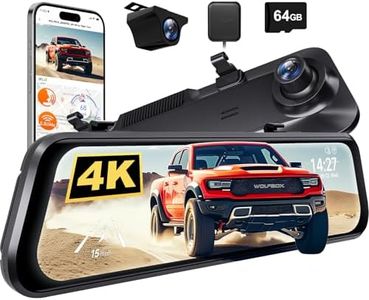 WOLFBOX G850 PRO 4K Mirror Dash Cam with ADAS and BSD, Smart Rear View Mirror with 5.8GHz WiFi, Voice Control, 12 inches Rear View Mirror Camera Includes 64GB Card, GPS, G-Sensor, Loop Recording