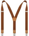 BODY STRENTH Suspenders for Men Adjustable Y Back Elastic with Strong Clips Brown