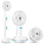 MORECORE Foldable Oscillating Standing Fan, 10000mAh Battery Operated Pedestal Fan, 8" USB Input & Output, Quiet for Travel Room Camping Outdoors-White