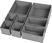 House of Quirk Polyester Foldable Clothing Storage Box Closet Dresser Drawer Organizer Cube Basket Bins Containers Divider With Drawers For Underwear, Socks, Ties, Scarves, Set Of 8 (Grey), Red