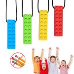 Chew Necklace, Autism Chew Necklace (4PCS), Sensory Necklace Set, Chew Necklaces for Sensory Kids, for Biting Needs, Autistic, ADHD, Oral Motor (100% Food Grade Silicone), for Boys and Girls