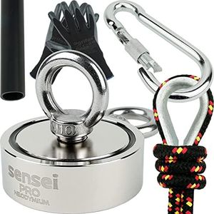 SENSEI Kit de Pêche à l'Aimant, Aimant Néodyme Double Face 250 kg N52 avec Accessories