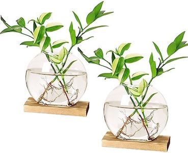 Plant Propagation Stations Terrarium with Wooden Stand-Desktop Glass Bulb Plant Vase for Propagating Hydroponic Plants Home Garden Office Decor (Style 6)