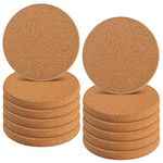 homEdge Cork Coasters, 12 Packs Extra Thick Round Edge Coasters, 4 Inches Diameter and 2/5 Inches Thick Plain Coasters