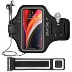 iPhone 12 Armband, JEMACHE Water Resistant Gym Workouts Running Arm Band Case for iPhone 12 (5.4") with Key Holder (Black)