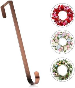 MCFULL 12 in Wreath Hangers for Front Door,Sturdy Metal Wreath Doors Hangers,Over The Door Hooks for Front Porch Decor,Bronze Garland Hooks Holders for Halloween Christmas Decorations