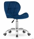 Amazon Brand - Umi Height-Adjustable Velvet Office Study Desk Chair for Salon, Spa, Bar in Dark Blue Color