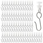 UFURMATE Curtain Hooks and Gliders Set, 100Pcs Stainless Steel S Shaped Small Curtain Hooks and 100Pcs White Curtain Track Rollers Pulleys for Window Curtain Track