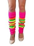 NuJake Ladies Multi Coloured Flourescent Leg Warmers 1980s 90s Rave Party Toy