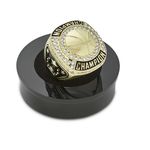 Express Medals Pack of 12 Champion Gold Basketball Trophy Ring Award Gift Fantasy Prize with Display Neck Chain and Stand Championship Rings