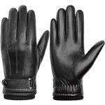 BISON DENIM Winter Genuine Sheepskin Leather Gloves for Men, Touchscreen Texting Warm Cashmere Lined Gloves for Driving