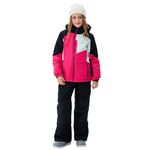 SMONTY Kids Snow Suit for Girls Winter Ski Jacket & Pants Set Hooded Straps Set Windproof Waterproof Warm(8-9 Years, Black Pink)
