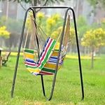 pofluany Swing Hammock Chair Stand, 300LBS Heavy-Duty Steel Hammock Stand, Portable Foldable Hammock Stand, Patio Swing Chair Stand for Indoor or Outdoor(Hammock Chair not Include)… Black