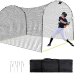 HIGOOD 13x10x8FT Baseball Batting Cage Heavy Duty Baseball Net with Steel Frame Portable Hitting Tunnel for Backyard