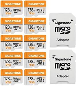 Gigastone Carte Mémoire 128 Go Lot de 10 Cartes, Compatible avec Gopro Caméra Drone Tablette Samsung Sony, Haute Vitesse pour 4K UHD Vidéo, A1 U3 C10 Carte Micro SDXC avec Mini étui et Adaptateur SD.