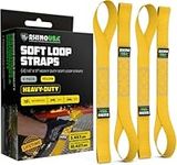 Rhino USA Soft Loop Motorcycle Tie-Down Straps (4PK) - 10,427lb Max Break Strength 1.7" x 17" Heavy-Duty Tie Downs for use w/Ratchet Strap (Yellow 4-Pack)