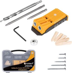 MulWark Premium Pocket Hole Jig System Kit - Including Two Holes Jig, Square Driver Bit, Hex Wrench, Depth Stop Collar, Step Drill Bit, Plastic Plugs and 5 Sizes Screws - Great Tool for Joinery Work