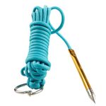 10 Foot 550lb Paracord Fishing Stringer Fish Holder with Metal Threading Needle and 1 Inch Split Ring (Neon Turquoise)