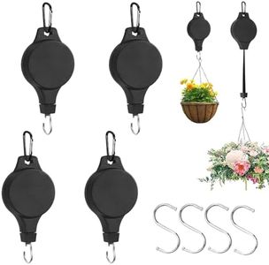 8 Pack Plant Hook Pulley,Hook with s,Retractable Plant Hanger Easy Reach Hanging Plant Hook Pulley Flower Basket Plant Hanger for Garden Baskets Pots and Birds Feeder