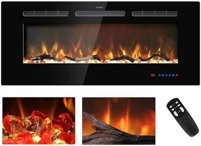 Kentsky 42 inches Electric Fireplace, Recessed and Wall Mounted Fireplace Heater, 750W/1500W Linear Fireplace with Remote Control, Touch Screen, Multiple Flame Colors, Timer, Log & Crystal, Black