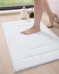 DEXI Bathroom Rug Mat, Extra Soft Absorbent Premium Bath Rug, Non-Slip Comfortable Bath Mat, Carpet for Tub, Shower, Bath Room, Machine Washable, 16"x24", White