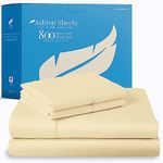 Ashton Sheets 100% Egyptian Cotton Queen Sheet Set - 800 Thread Count 4 PC Egyptian Cotton Sheets Queen Size, Luxury Sheets, Soft, Cooling, High Thread Count Sateen Sheets, 16" Deep Pocket - Sand