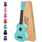 Strong Wind Soprano Ukulele 21 Inch Basswood Ukeleles for Beginners Four Strings Hawaiian Guitar Ukulele for Adults Teenagers（Light Blue）