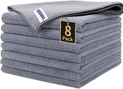 HOMERHYME Premium Microfiber Cleaning Cloth, 8 Pack Cleaning Rags, Lint-Free 300GSM High-Performance Ultra Absorbent, Reusable Cleaning Towels Washcloths for Household Kitchen Grey 12.6" x 12.6"