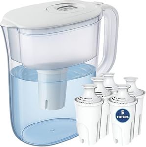 10-Cup Water Filter Pitcher with 5 Water Filters & Electronic Filter Change Reminder - Compatible Brita Water Pitcher Brita Filter Replacement - Compatible Brita Filter Pitcher